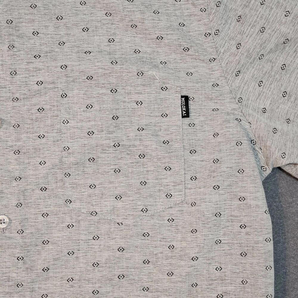 Molokai Surf Co. Shirt Men's L Gray All Over Print Button Up Casual Button Down - Picture 3 of 8